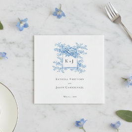 Chinoiserie Wedding Floral Monogram Elegant スタンダードカクテルナプキン