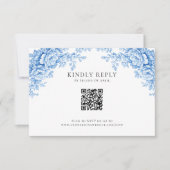 Chinoiserie Wedding Minimal Monogram RSVP QR Code (正面)
