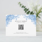 Chinoiserie Wedding Minimal Monogram RSVP QR Code (スタンド正面)