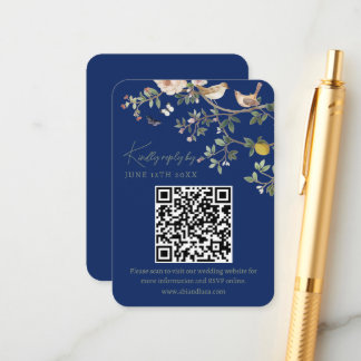 Chinoiserie Wedding Website RSVP QR Code  エンクロージャーカード