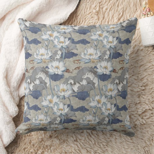 Chinoiserie White Lotus クッション (ブランケット)
