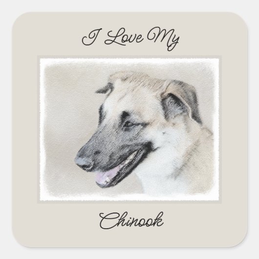 Chinook (ヘリコプターの耳絵画)'s - Dog Art スクエアシール (正面)