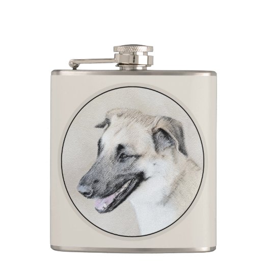 Chinook (ヘリコプターの耳絵画)'s - Dog Art フラスク (正面)