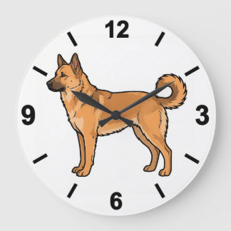 Chinook Dog Wall Clock Northern Pet Decor ラージ壁時計