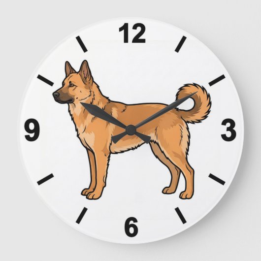 Chinook Dog Wall Clock Northern Pet Decor ラージ壁時計 (正面)