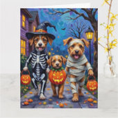 Chinook Dogs Trick-or-Treating Halloween Costume カード (黄色い花)