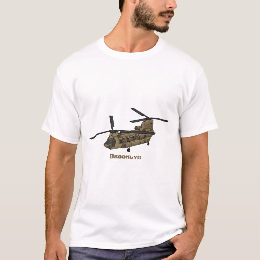 Chinook military helicopter illustration tシャツ (正面)
