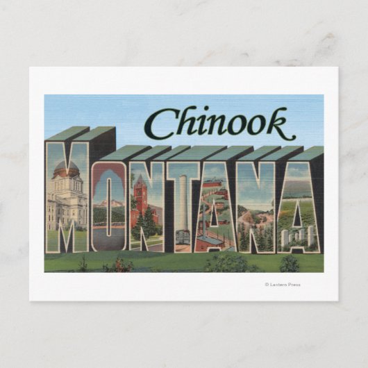 Chinook, Montana – 大きな文字のシーン ポストカード (正面)