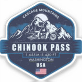 Chinook Pass Washington バイクの冒険 シール (正面)