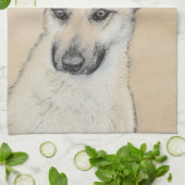 Chinook (Pointed Ears)'絵画s - オリジナルドッグアート キッチンタオル (折り畳み)