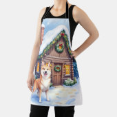 Chinook Rustic Log Cabin Christmas Art エプロン (インサイチュ)