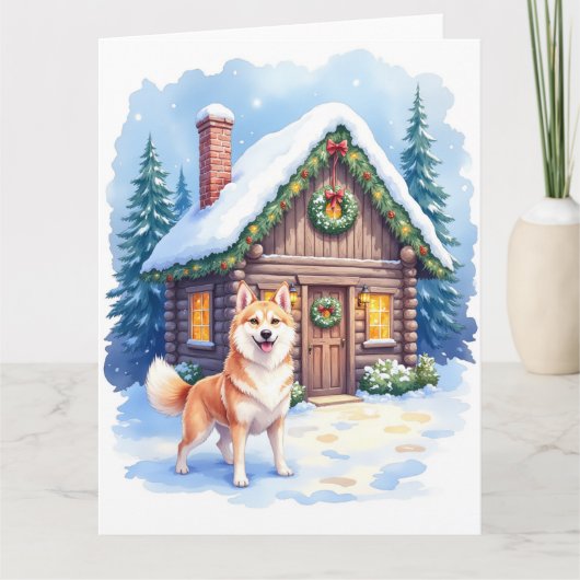 Chinook Rustic Log Cabin Christmas Art カード (正面)