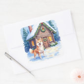 Chinook Rustic Log Cabin Christmas Art スクエアシール (封筒)