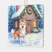 Chinook Rustic Log Cabin Christmas Art セラミックオーナメント (左)
