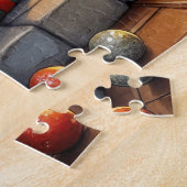 Chinook Sitting by Fireplace with Christmas Lights ジグソーパズル (側面)