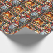 Chinook Sitting by Fireplace with Christmas Lights ラッピングペーパー (角)