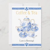 Chinosierie blue Coffee & Tea Love is Brewing Sign 招待状 (正面)