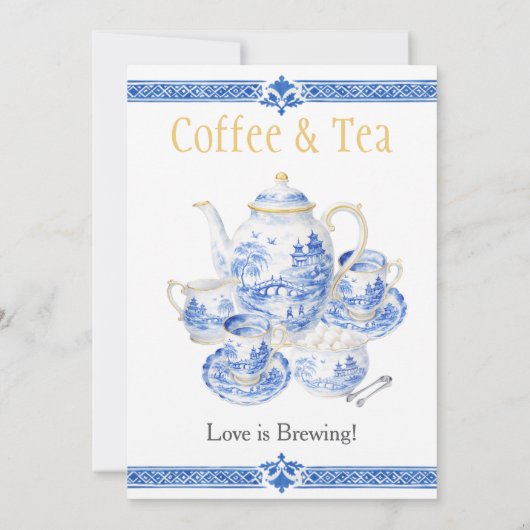 Chinosierie blue Coffee & Tea Love is Brewing Sign 招待状 (裏面)
