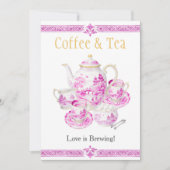 Chinosierie Pink Coffee & Tea Love is Brewing Sign 招待状 (正面)