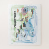 Chinque Terreイタリアのヴィンテージ旅行ポスター地図 ジグソーパズル (縦)