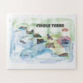 Chinque Terreイタリアのヴィンテージ旅行ポスター地図 ジグソーパズル (横)