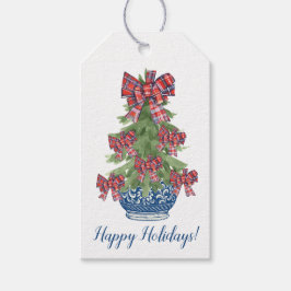 ChinsoiserieクリスマスギフトタグブルーTopiary ギフトタグ