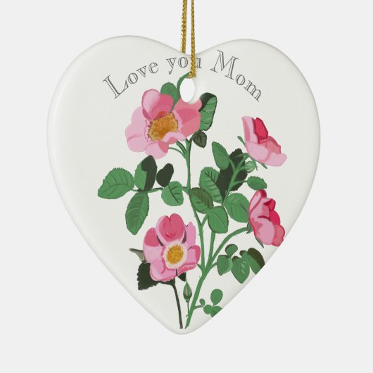 Chintzyダークピンクワイルドバラ愛YouママMamer Ceramic O セラミックオーナメント (右)