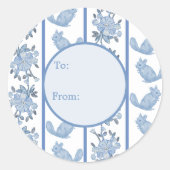 Chintzy Chinchilla Gift Sticker (Blue) ラウンドシール (正面)