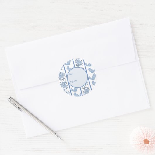 Chintzy Chinchilla Gift Sticker (Blue) ラウンドシール (封筒)