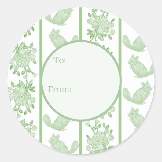 Chintzy Chinchilla Gift Sticker (Green)  ラウンドシール (正面)