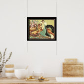 Chiostri 1920のDeco "Girl & Her Dog"プリント16x20 ポスター (キッチン)