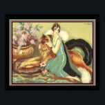 Chiostri 1920のDeco "Girl & Her Dog"プリント16x20 ポスター<br><div class="desc">美しい、16x20キオストリアールデコプリントca. 1920s "女の子&彼女の犬"</div>