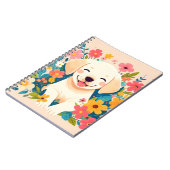 chiot labrador jaune au milieu des fleurs ノートブック (左側)