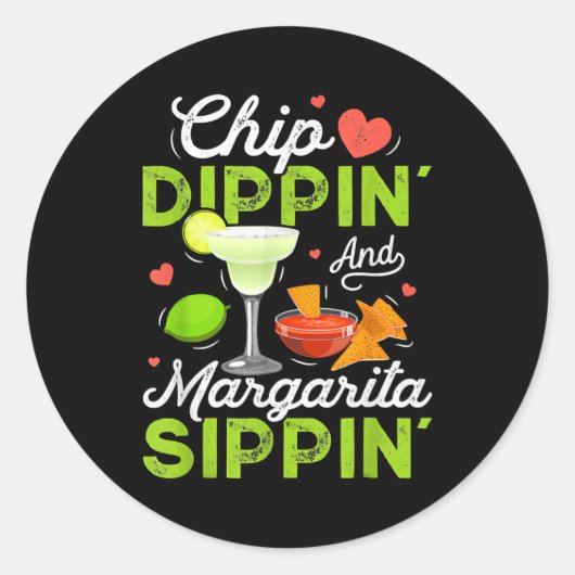 Chip Dippin' And Margarita Sippin' Funny Cinco De ラウンドシール (正面)