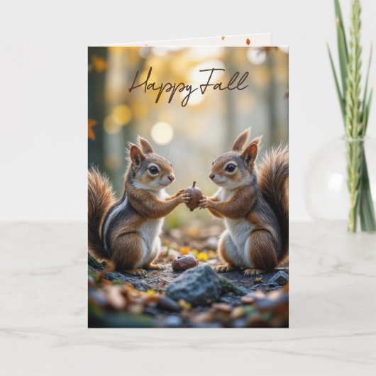 Chipmunk and Squirrel With Autumn Acorn カード (正面)