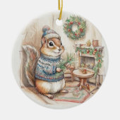 Chipmunk Christmas Wildlife Ornament セラミックオーナメント (正面)
