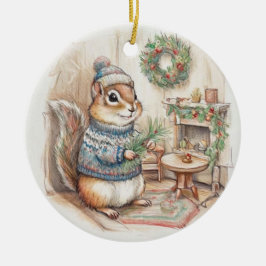 Chipmunk Christmas Wildlife Ornament セラミックオーナメント