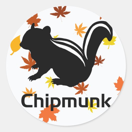 Chipmunk illustration (12) Black ラウンドシール (正面)