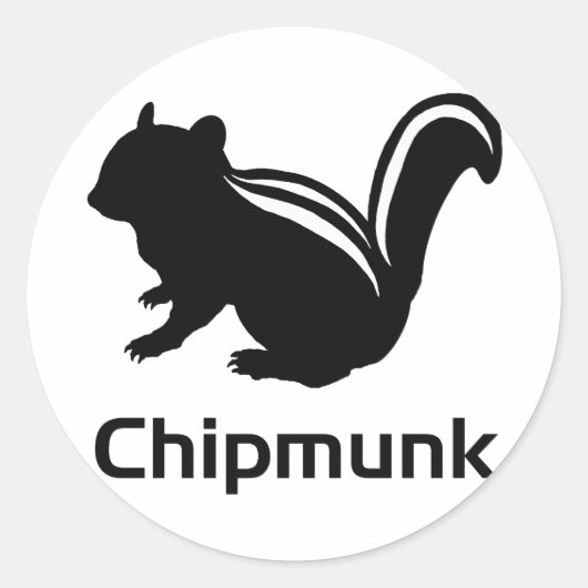 Chipmunk　illustration　(12)　Black ラウンドシール (正面)