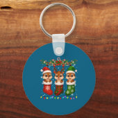 Chipmunk In Christmas Socks Lights Chipmunk Xmas L キーホルダー (正面)