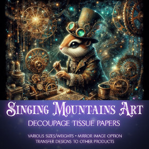 Chipmunk Inventor Steampunk Laboratory Decopage 薄葉紙