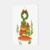 Chipmunk Mom & Child Christmas Whimsical Ornament メタルオーナメント (正面左)