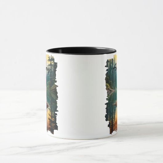 Chipmunk on Log Lake Reflection マグカップ (中央)