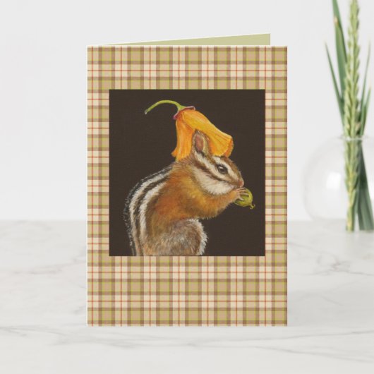 Chipmunk on plaidカード カード (正面)