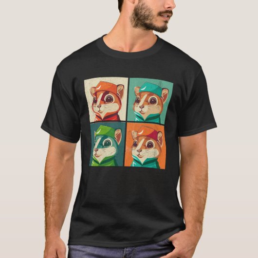 Chipmunk Pop Illustration Colorful Animal Women  4 Tシャツ (正面)