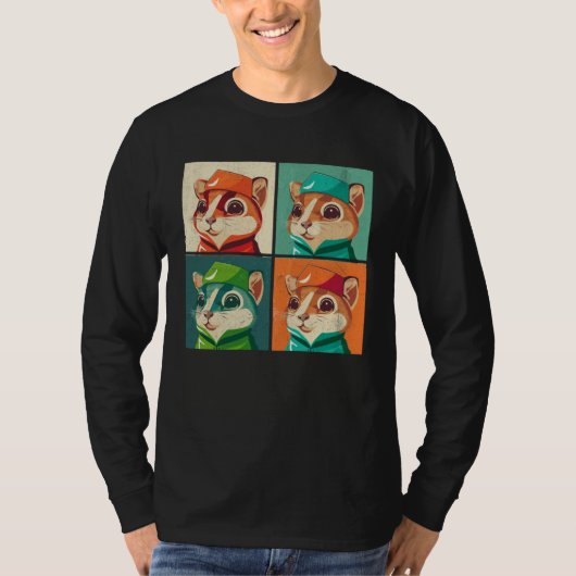 Chipmunk Pop Illustration Colorful Animal Women 4 Tシャツ (正面)