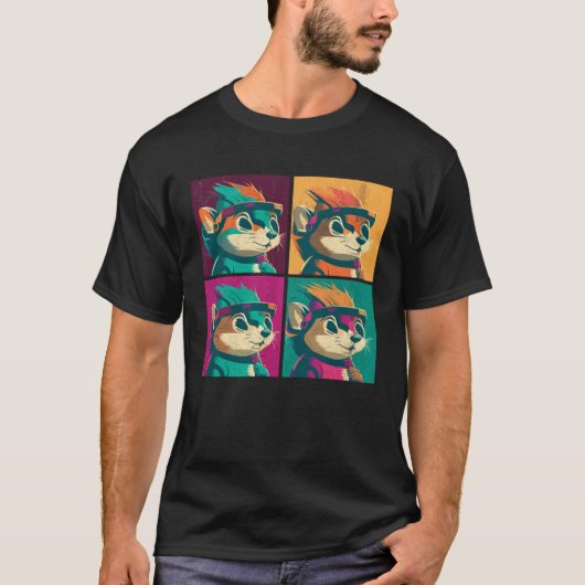 Chipmunk Pop Illustration Colorful Animal Women Tシャツ (正面)