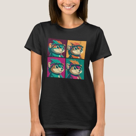 Chipmunk Pop Illustration Colorful Animal Women Tシャツ (正面)