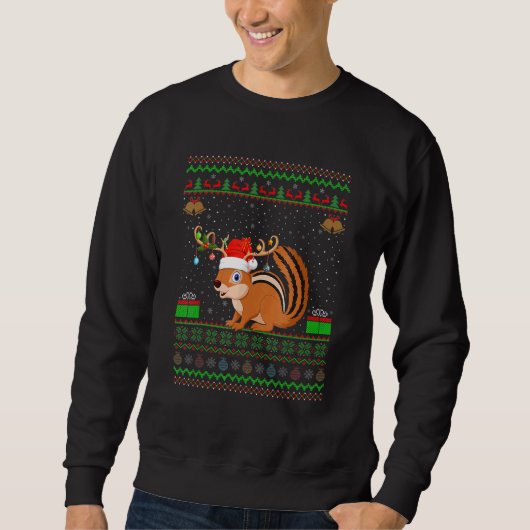 Chipmunk Santa Hat Matching醜いChipmunk Christm スウェットシャツ (正面)