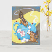 Chipmunk Teaパーティー/誕生日グリーティングカード カード (黄色い花)